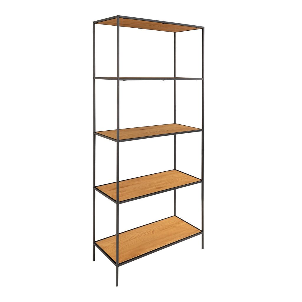 Vita Stellingkast - Zwart frame met 5 eikenlook planken 80x36x170 cm
