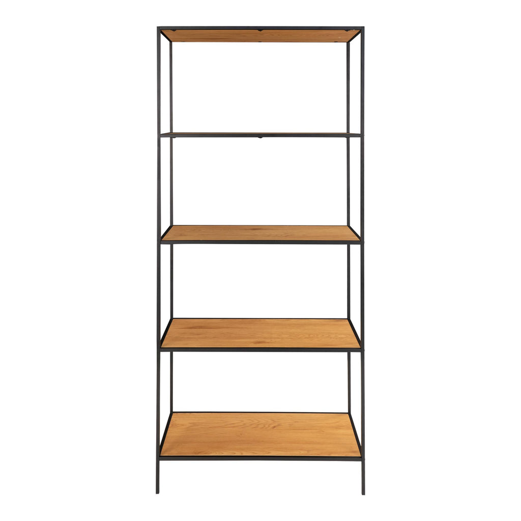 Vita Stellingkast - Zwart frame met 5 eikenlook planken 80x36x170 cm