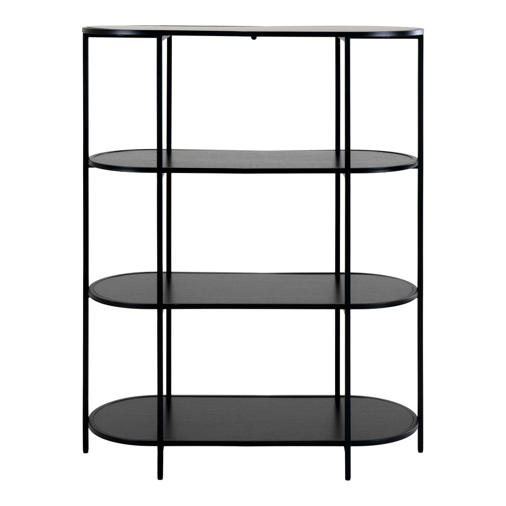 Vita Ovale Stellingkast - Met 4 planken, zwart, zwart frame 85x36x111 cm