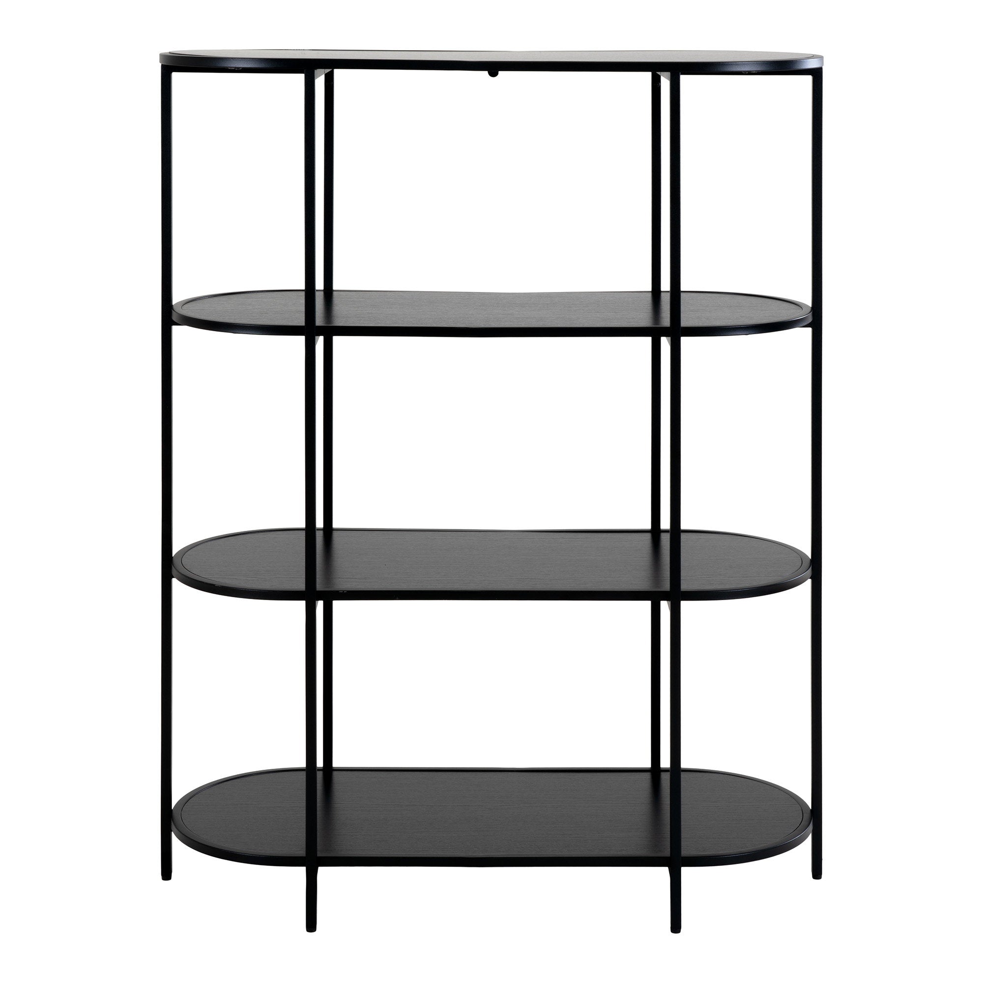 Vita Ovale Stellingkast - Met 4 planken, zwart, zwart frame 85x36x111 cm