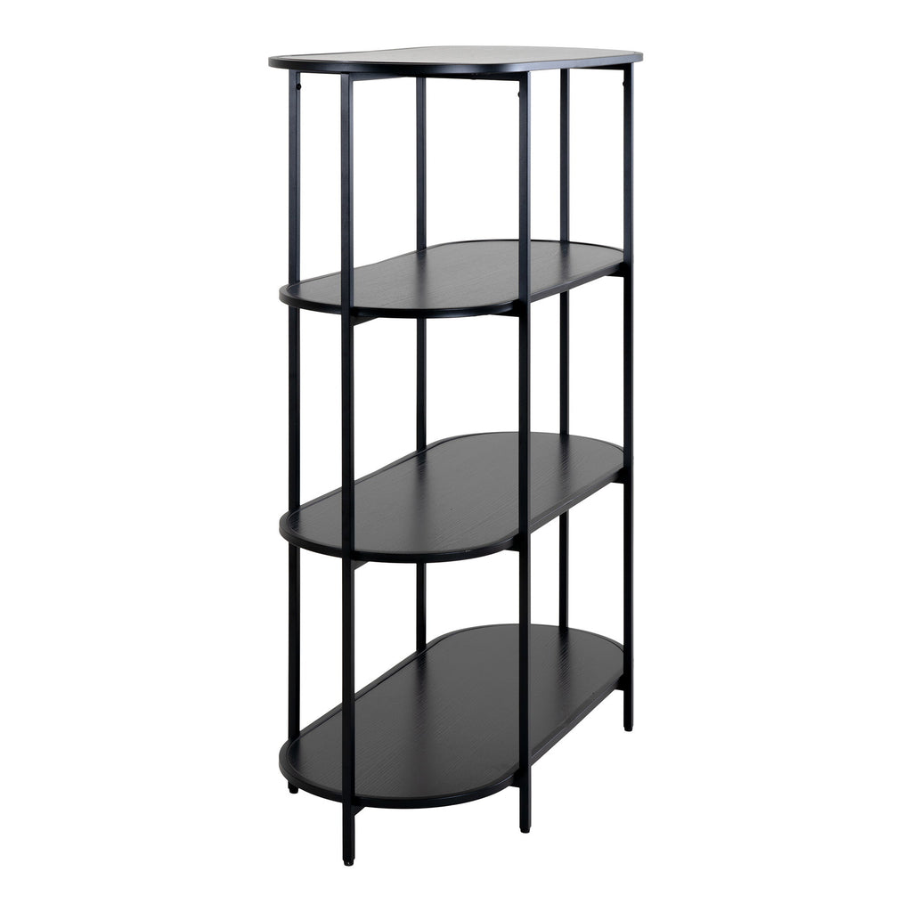 Vita Ovale Stellingkast - Met 4 planken, zwart, zwart frame 85x36x111 cm
