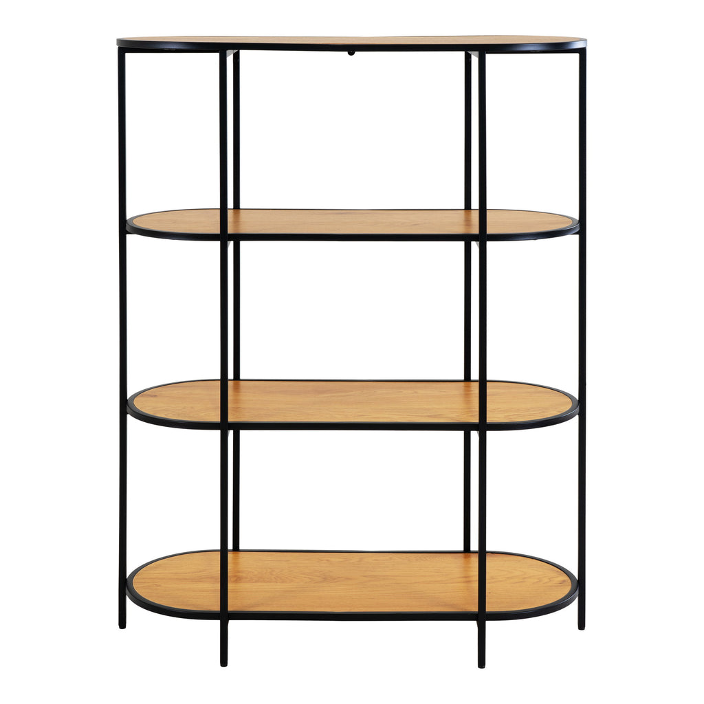 Vita Ovale Stellingkast - Met 4 planken, eikenlook, zwart frame 85x36x111 cm