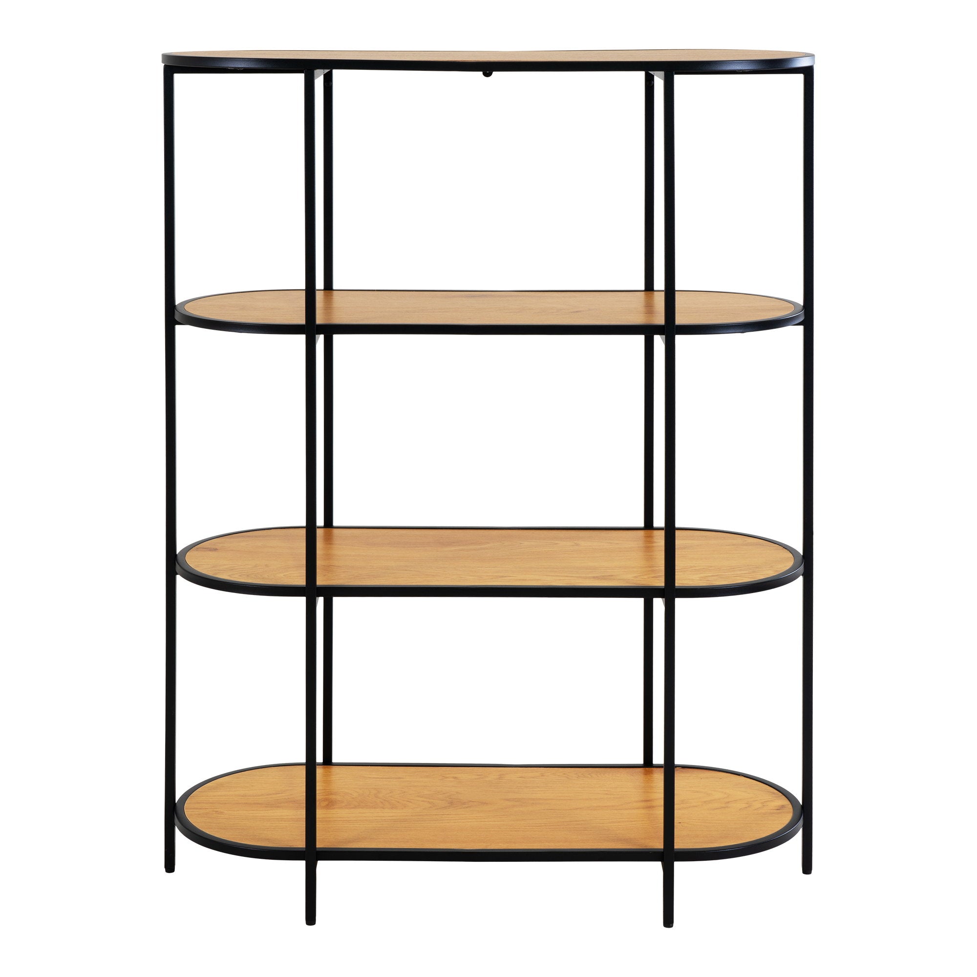 Vita Ovale Stellingkast - Met 4 planken, eikenlook, zwart frame 85x36x111 cm