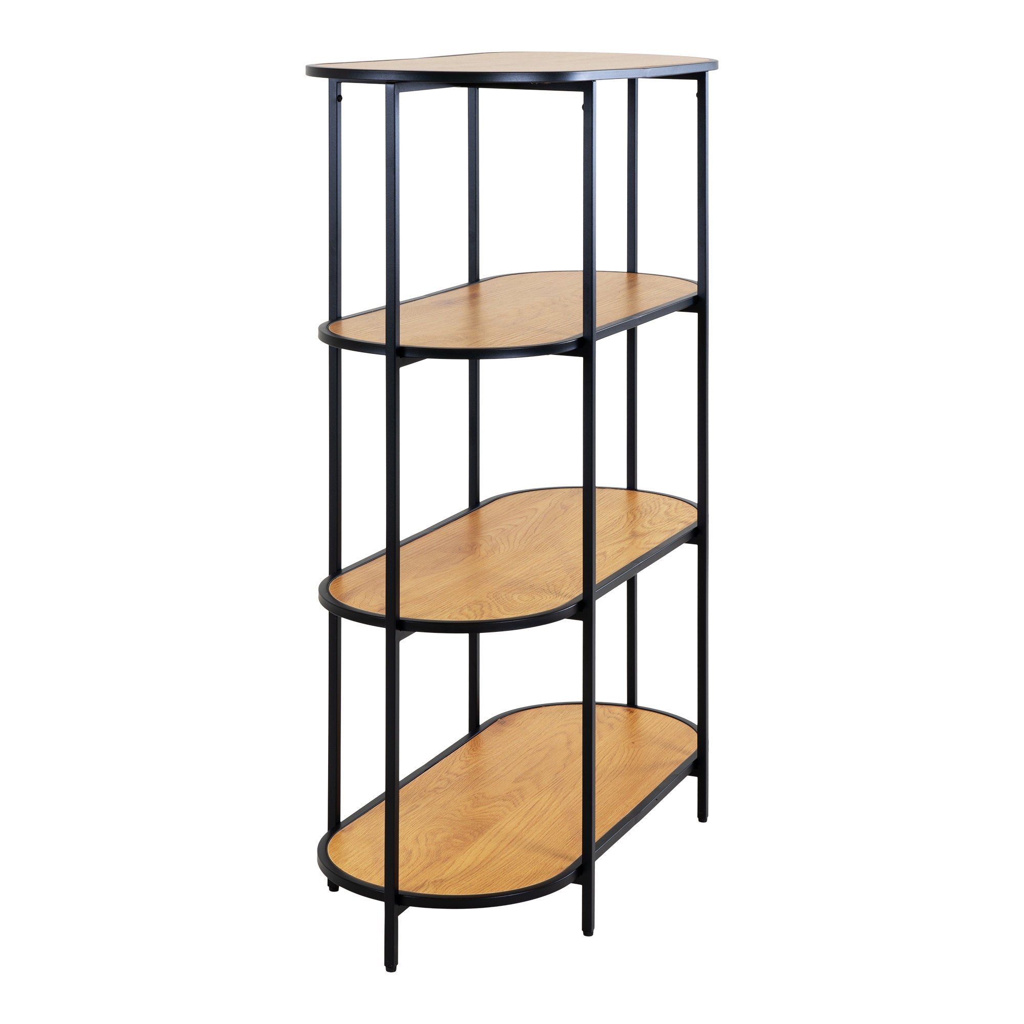 Vita Ovale Stellingkast - Met 4 planken, eikenlook, zwart frame 85x36x111 cm