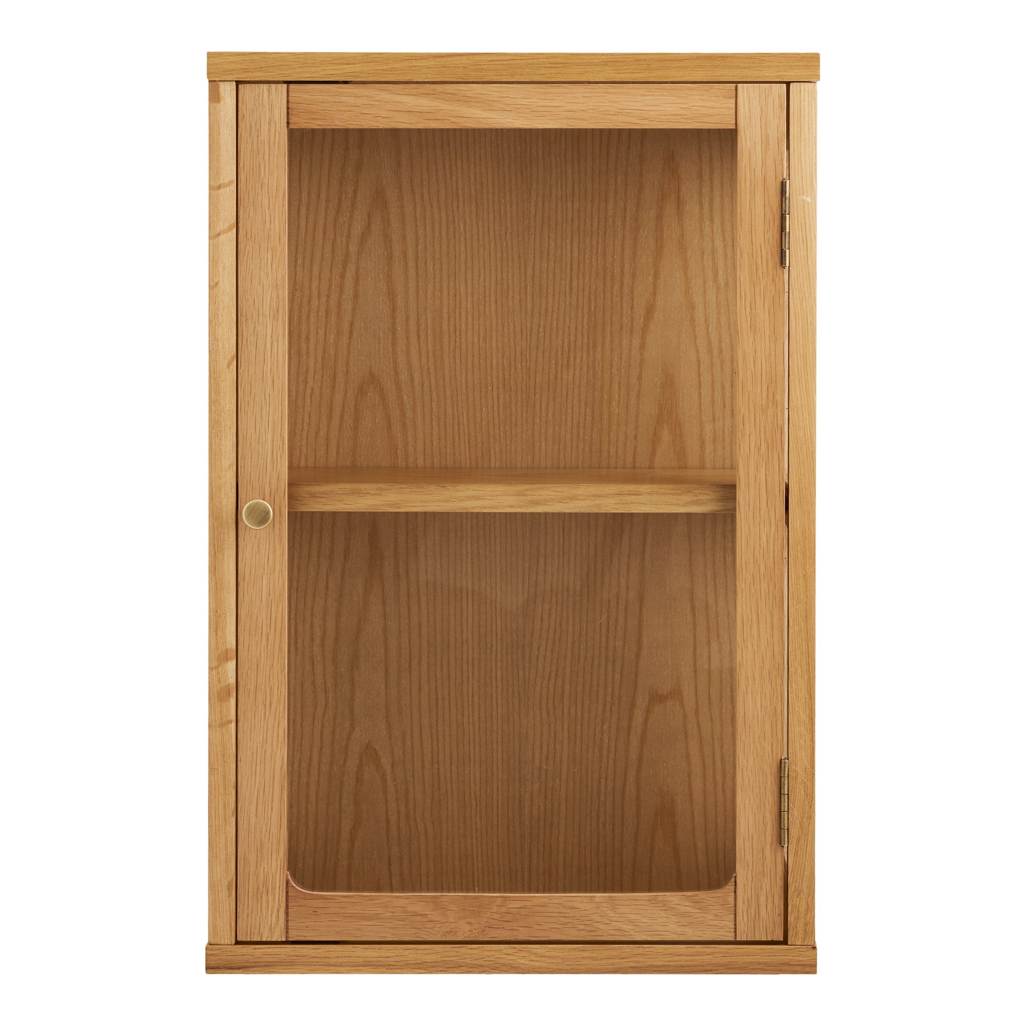 Zamora Wandkast - Hangende wandkast, eikenhout/eikenfineer/gehard glas, naturel 20x40x60 cm
