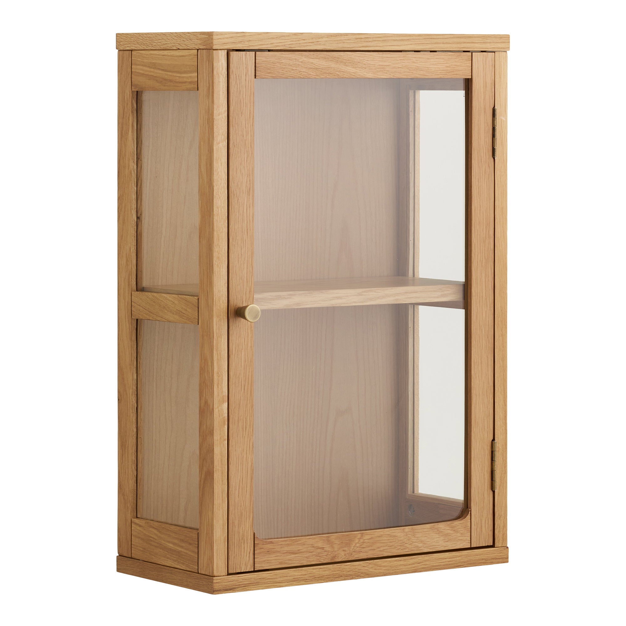 Zamora Wandkast - Hangende wandkast, eikenhout/eikenfineer/gehard glas, naturel 20x40x60 cm
