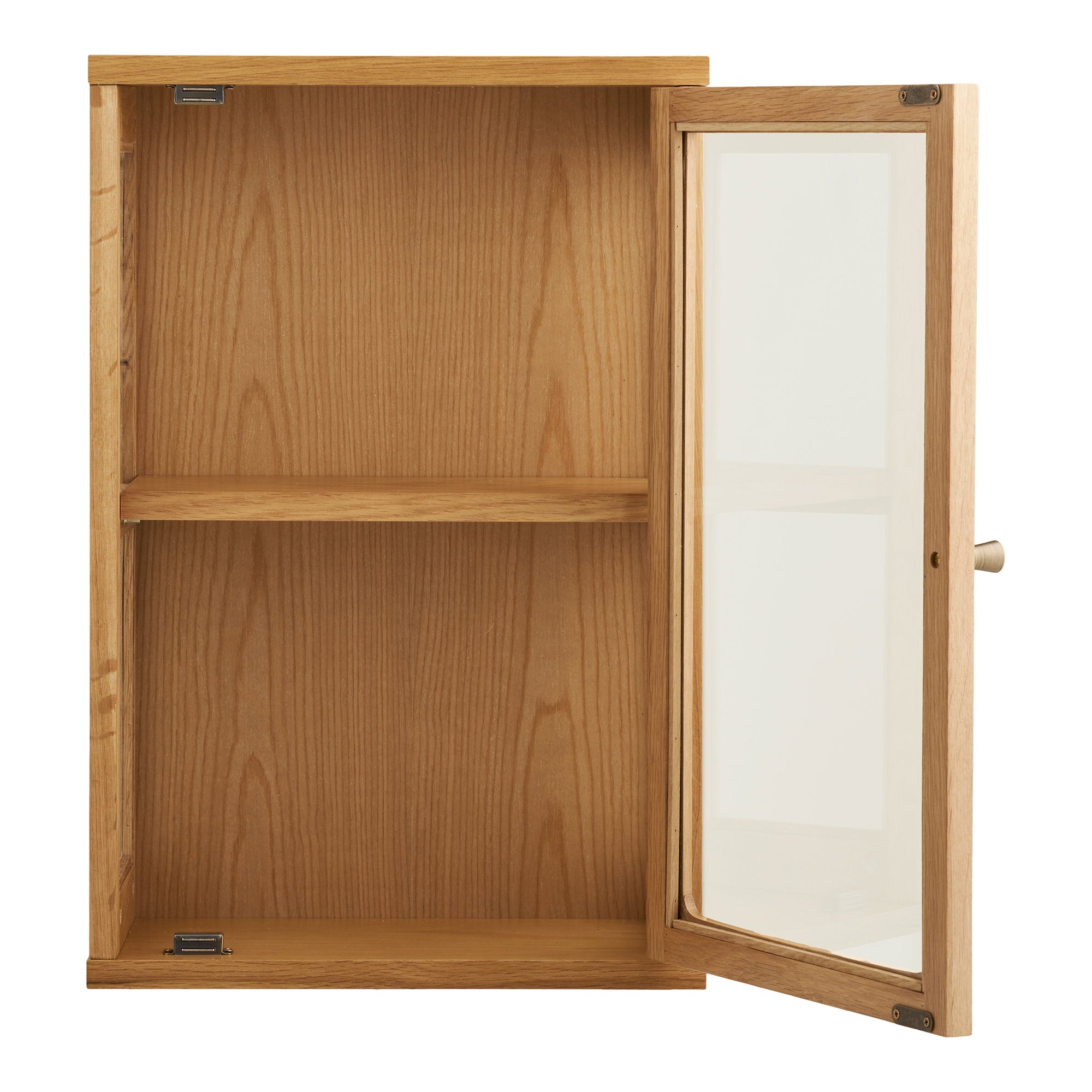 Zamora Wandkast - Hangende wandkast, eikenhout/eikenfineer/gehard glas, naturel 20x40x60 cm