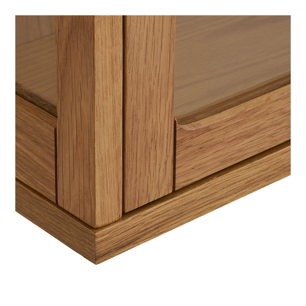 Zamora Wandkast - Hangende wandkast, eikenhout/eikenfineer/gehard glas, naturel 20x40x60 cm
