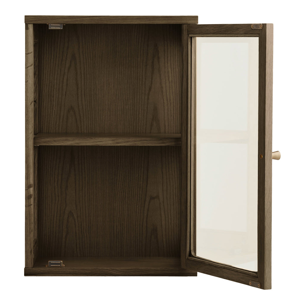 Zamora Hängeschrank - Wandschrank, Eiche/Eichenfurnier/gehärtetes Glas, 20x40x60 cm