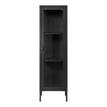 Brisbane Vitrinekast Smal - Smalle vitrinekast met 1 glazen deur, staal, zwart 40x35x140 cm