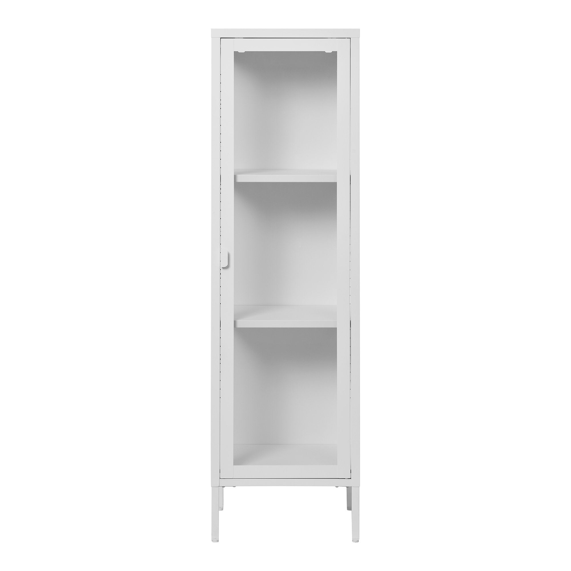Brisbane Vitrinekast Smal - Smalle vitrinekast met 1 glazen deur, staal, wit 40x35x140 cm