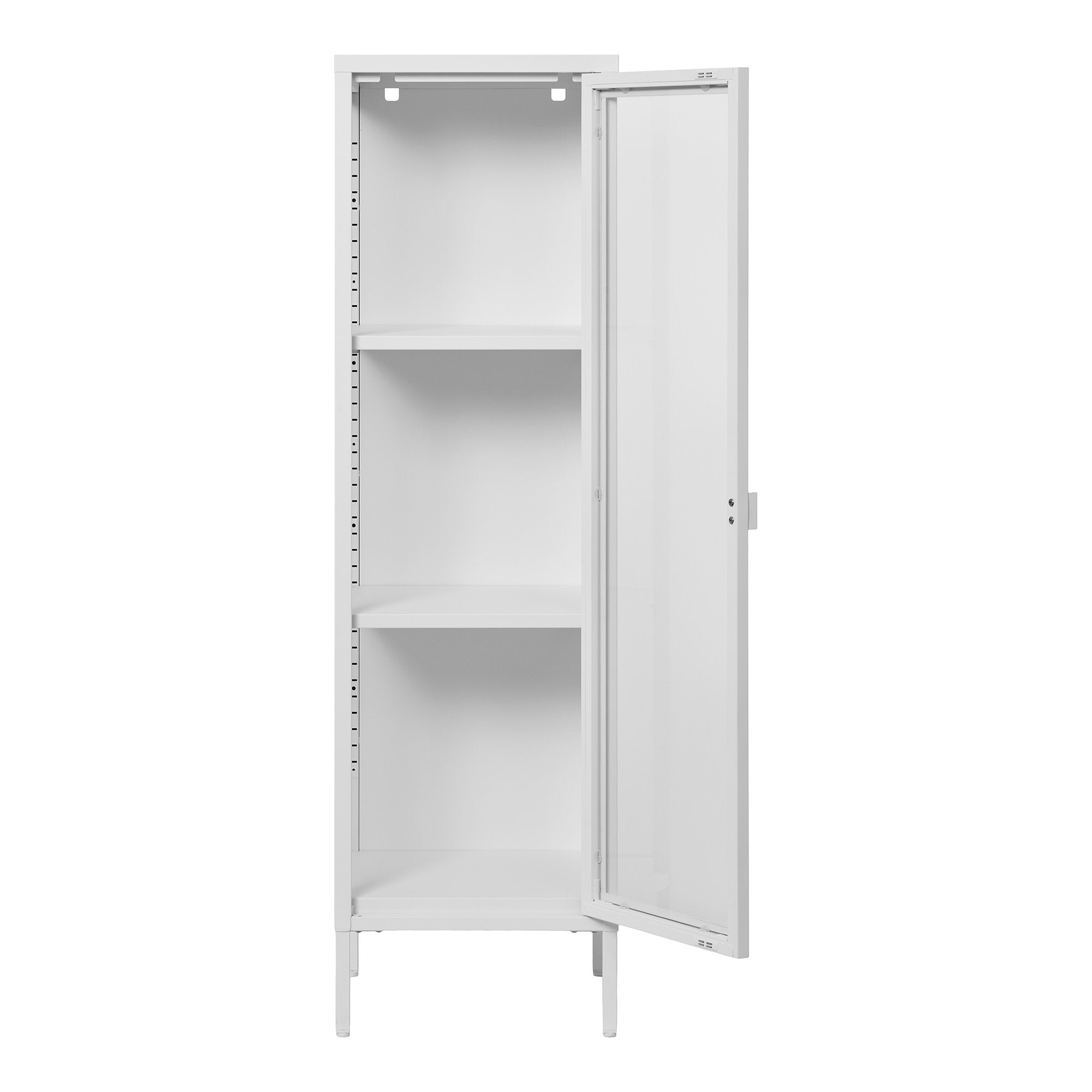 Brisbane Vitrinekast Smal - Smalle vitrinekast met 1 glazen deur, staal, wit 40x35x140 cm
