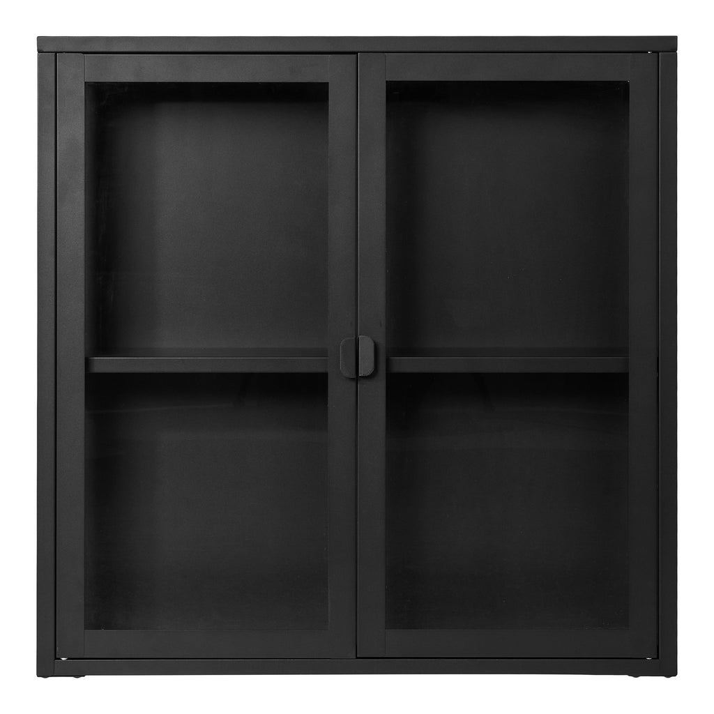 Brisbane Hangende Vitrinekast - Hangende vitrinekast met 2 glazen deuren, staal, zwart 80x18x80 cm