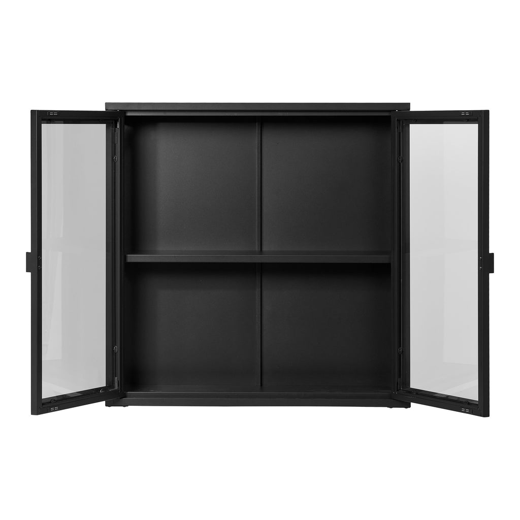 Brisbane Hangende Vitrinekast - Hangende vitrinekast met 2 glazen deuren, staal, zwart 80x18x80 cm