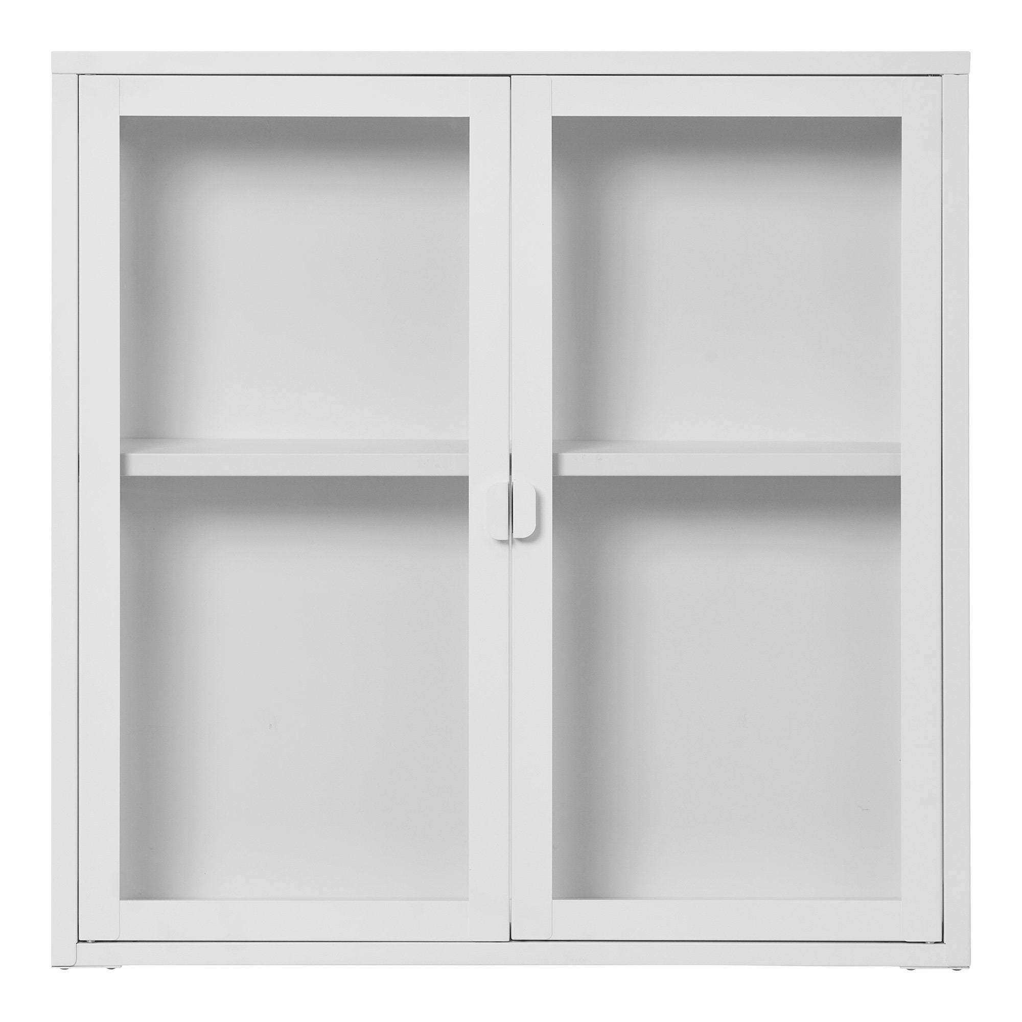 Brisbane Hangende Vitrinekast - Hangende vitrinekast met 2 glazen deuren, staal, wit 80x18x80 cm