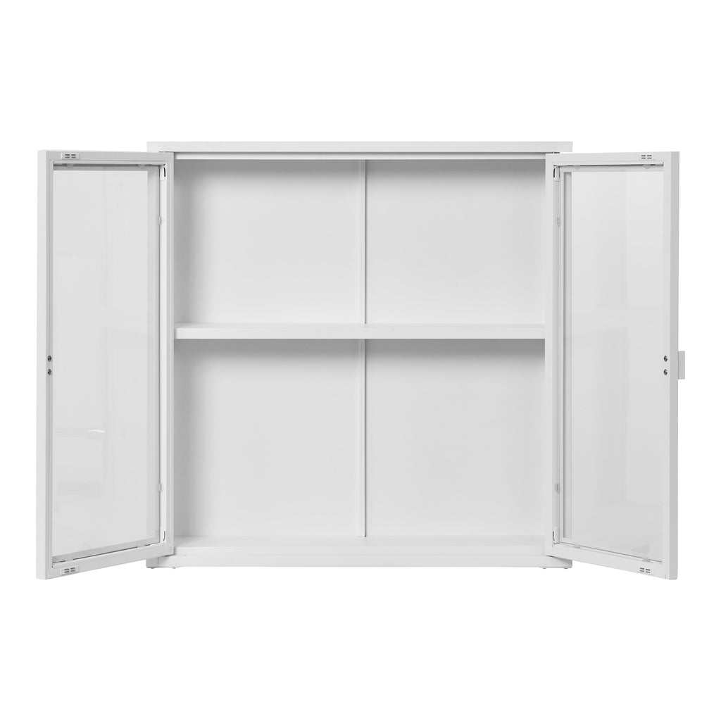 Brisbane Hangende Vitrinekast - Hangende vitrinekast met 2 glazen deuren, staal, wit 80x18x80 cm