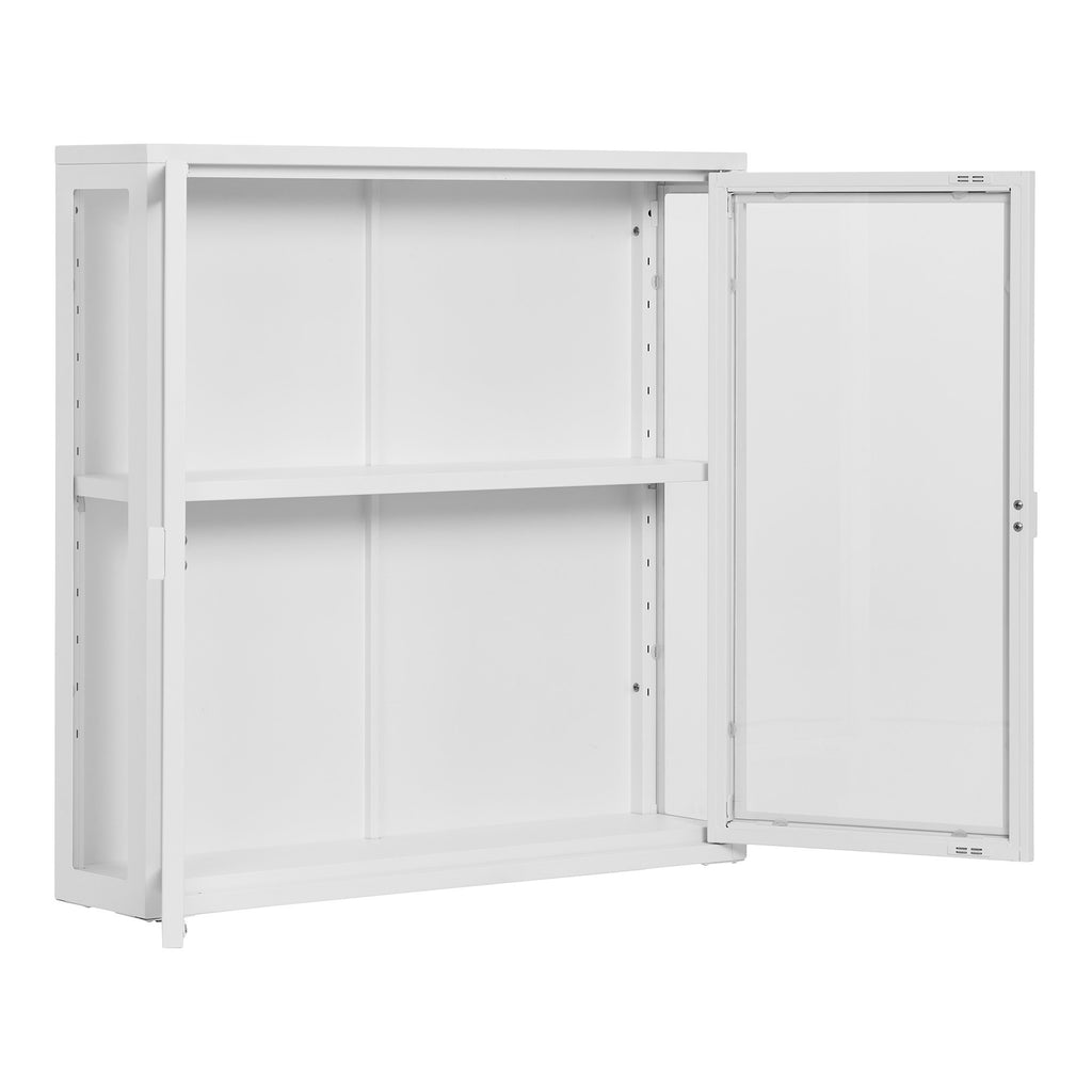 Brisbane Hangende Vitrinekast - Hangende vitrinekast met 2 glazen deuren, staal, wit 80x18x80 cm