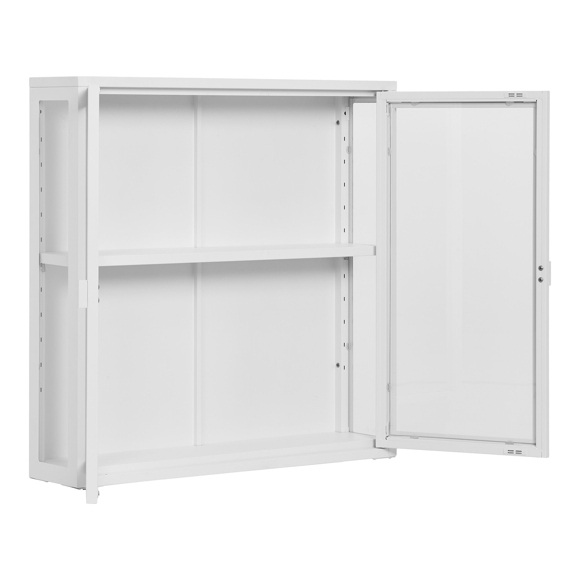 Brisbane Hangende Vitrinekast - Hangende vitrinekast met 2 glazen deuren, staal, wit 80x18x80 cm