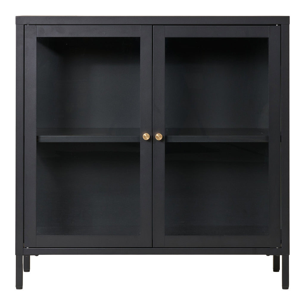 Dalby Kast - Kast met 2 glazen deuren, staal, zwart 80x35x80 cm