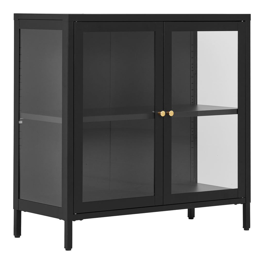 Dalby Kast - Kast met 2 glazen deuren, staal, zwart 80x35x80 cm