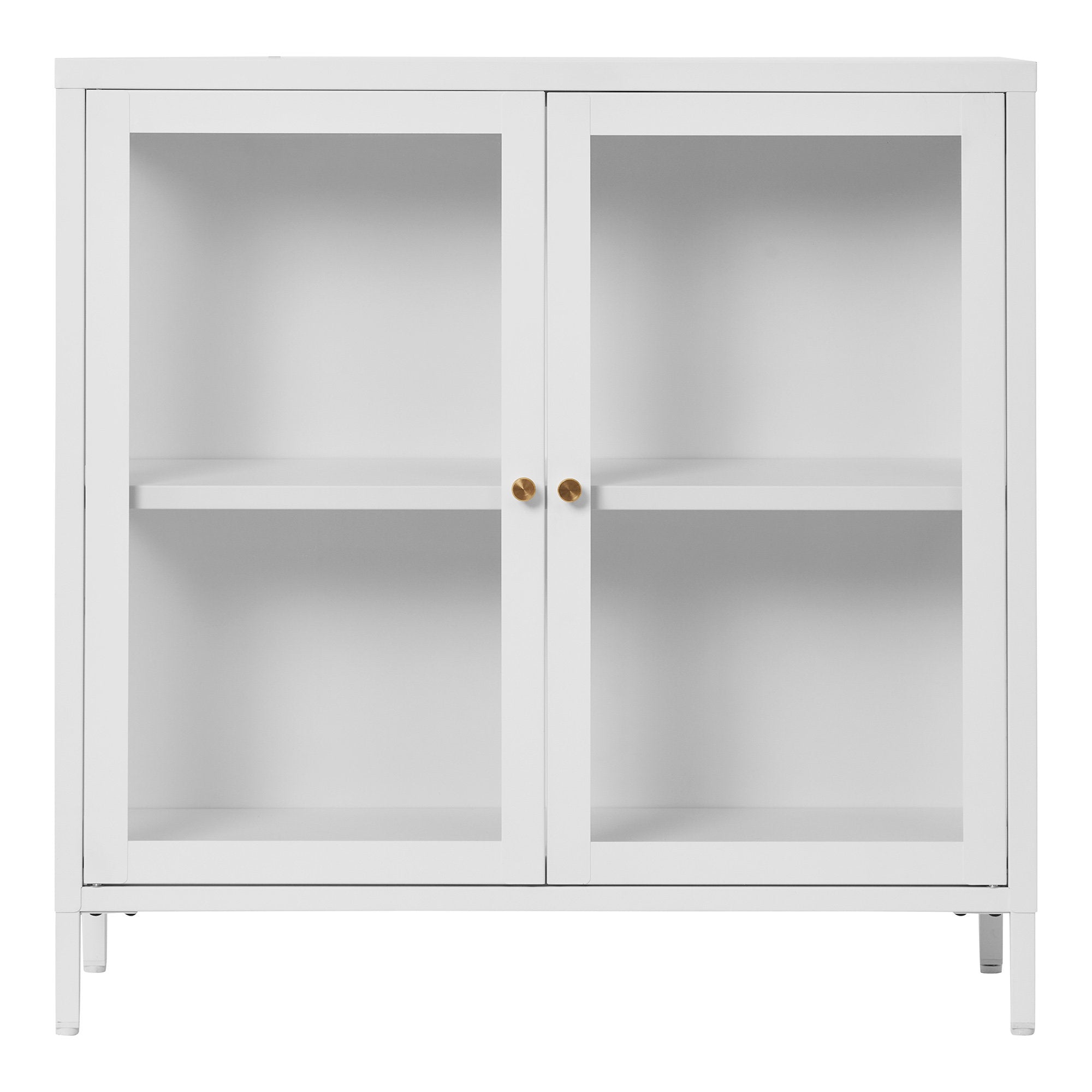 Dalby Kast - Kast met 2 glazen deuren, staal, wit 80x35x80 cm