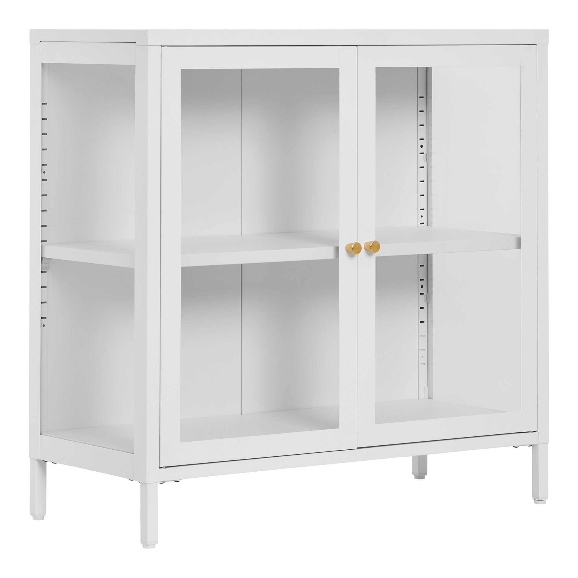 Dalby Kast - Kast met 2 glazen deuren, staal, wit 80x35x80 cm