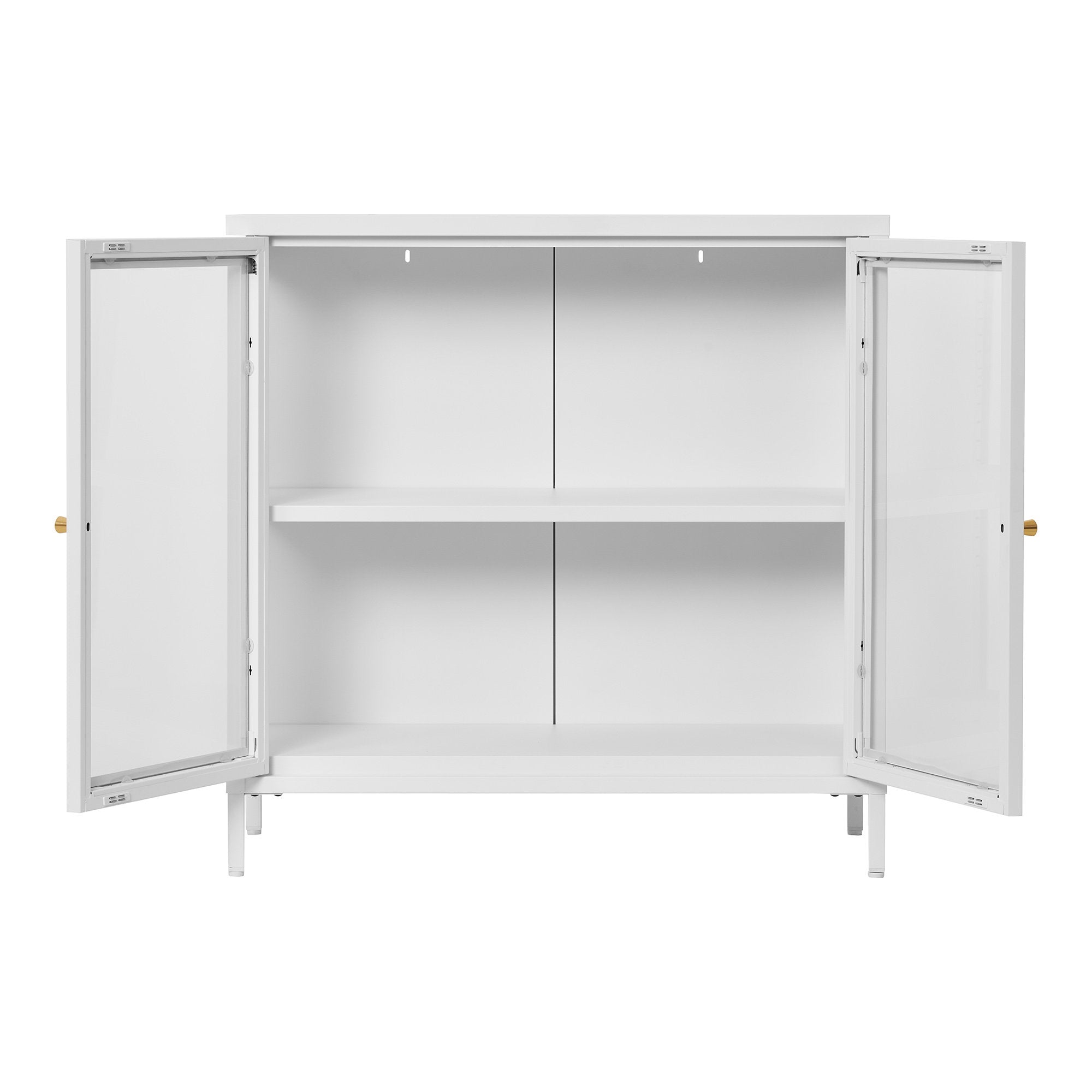 Dalby Kast - Kast met 2 glazen deuren, staal, wit 80x35x80 cm