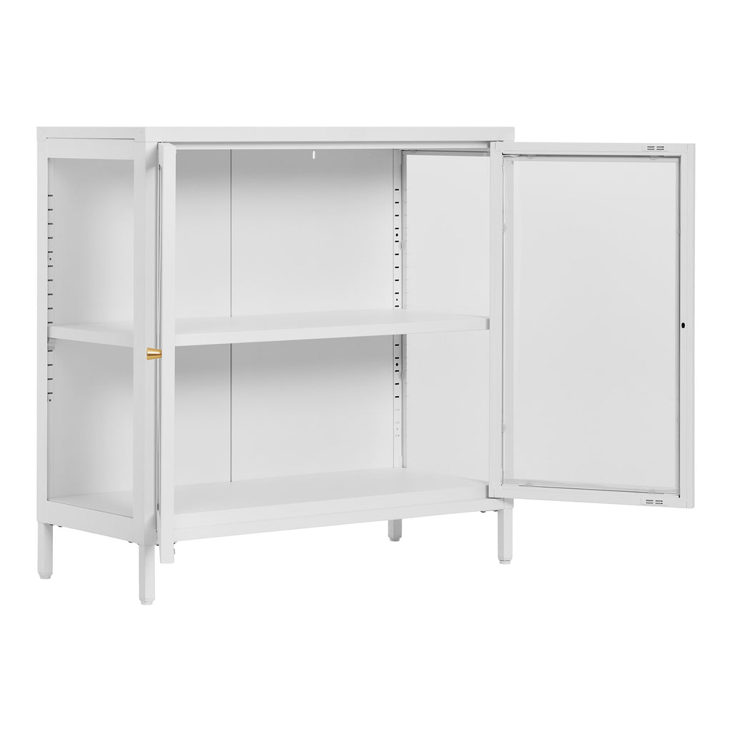 Dalby Kast - Kast met 2 glazen deuren, staal, wit 80x35x80 cm
