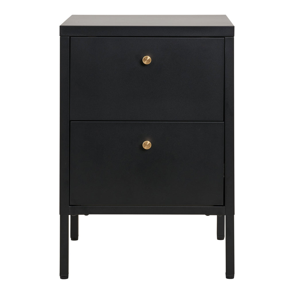 Dalby Ladenkast - 2 lades, staal, zwart 40x40x59,5 cm