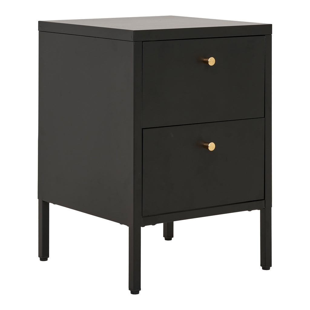 Dalby Ladenkast - 2 lades, staal, zwart 40x40x59,5 cm