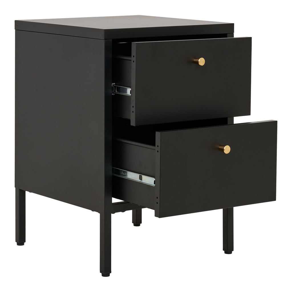 Dalby Ladenkast - 2 lades, staal, zwart 40x40x59,5 cm