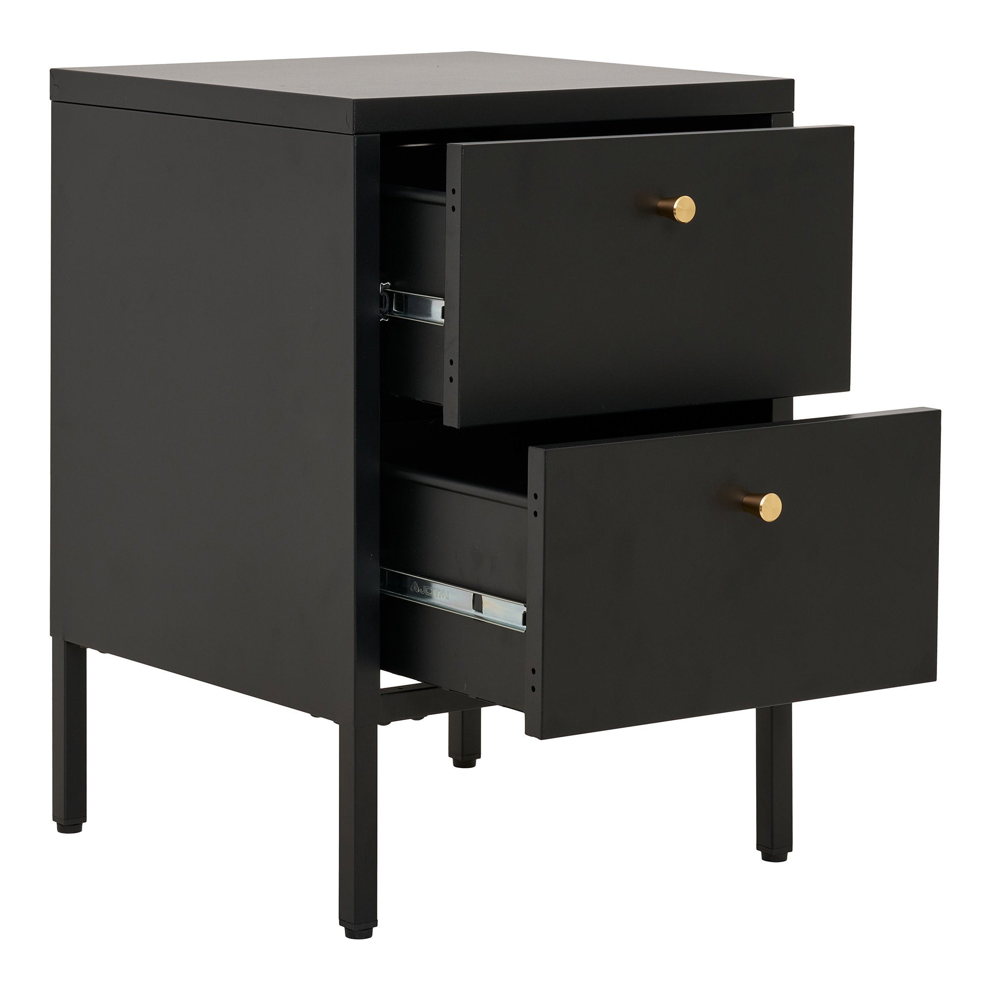 Dalby Ladenkast - 2 lades, staal, zwart 40x40x59,5 cm