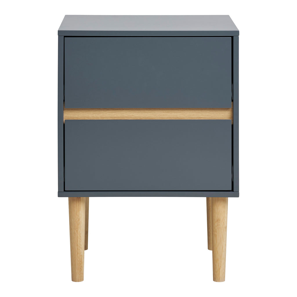 Bisley Side Table - Lacquered wood side table with 2 drawers, dark grey 40x35x55 cm