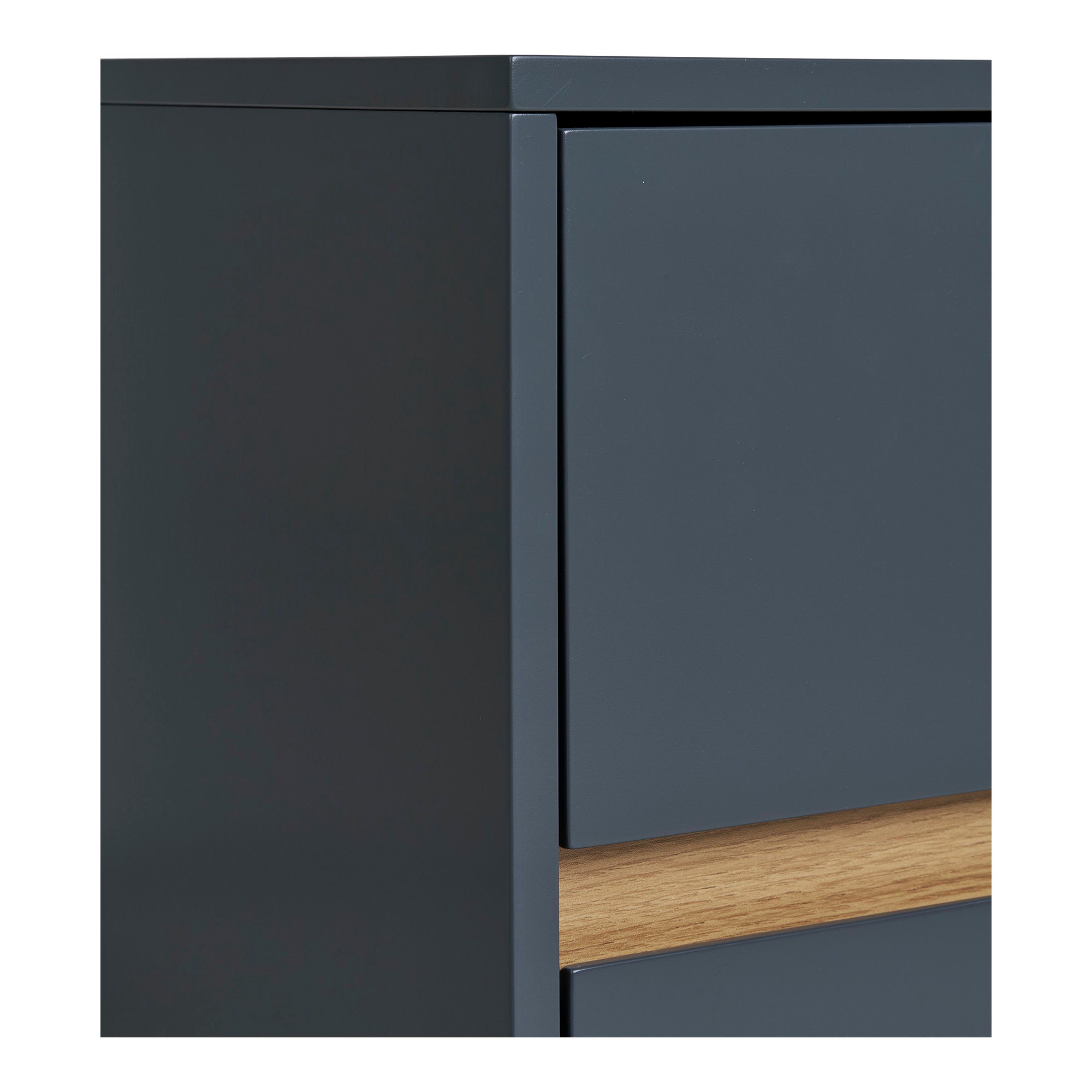 Bisley Bijzettafel - Bijzettafel van gelakt hout met 2 lades, donkergrijs 40x35x55 cm