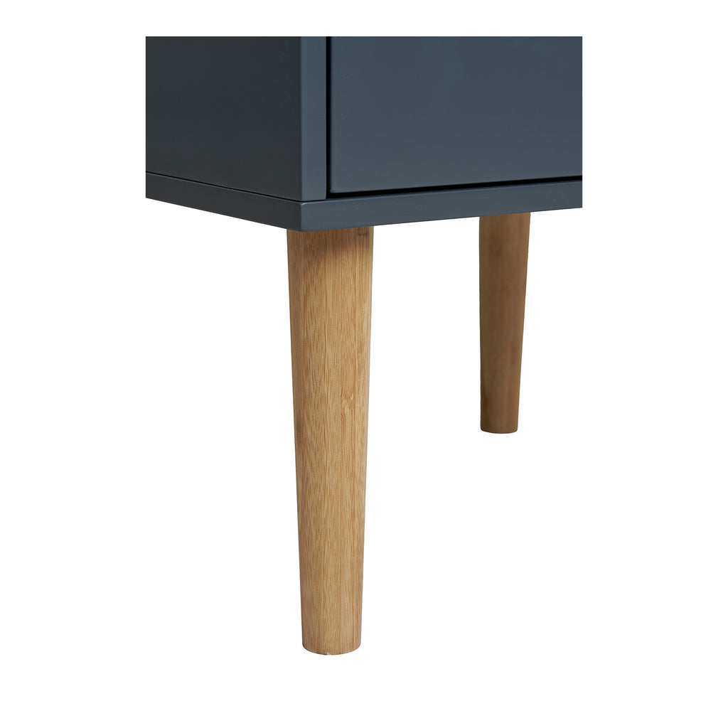 Bisley Side Table - Lacquered wood side table with 2 drawers, dark grey 40x35x55 cm