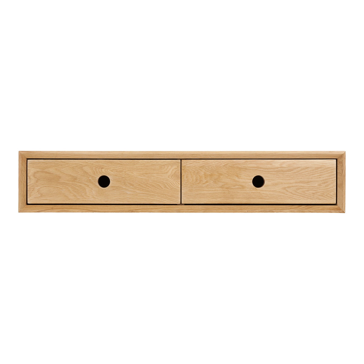 Luzern Wandkästchen - Wandkästchen, 2 Schubladen, lackierte Eiche, 80x25x15 cm