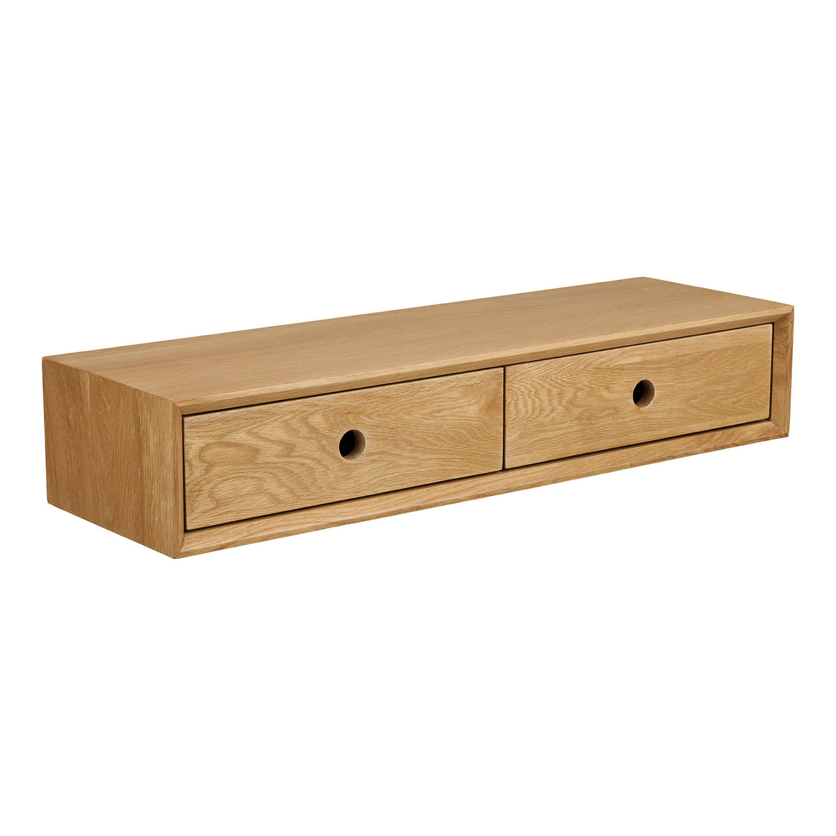 Luzern Wandkästchen - Wandkästchen, 2 Schubladen, lackierte Eiche, 80x25x15 cm