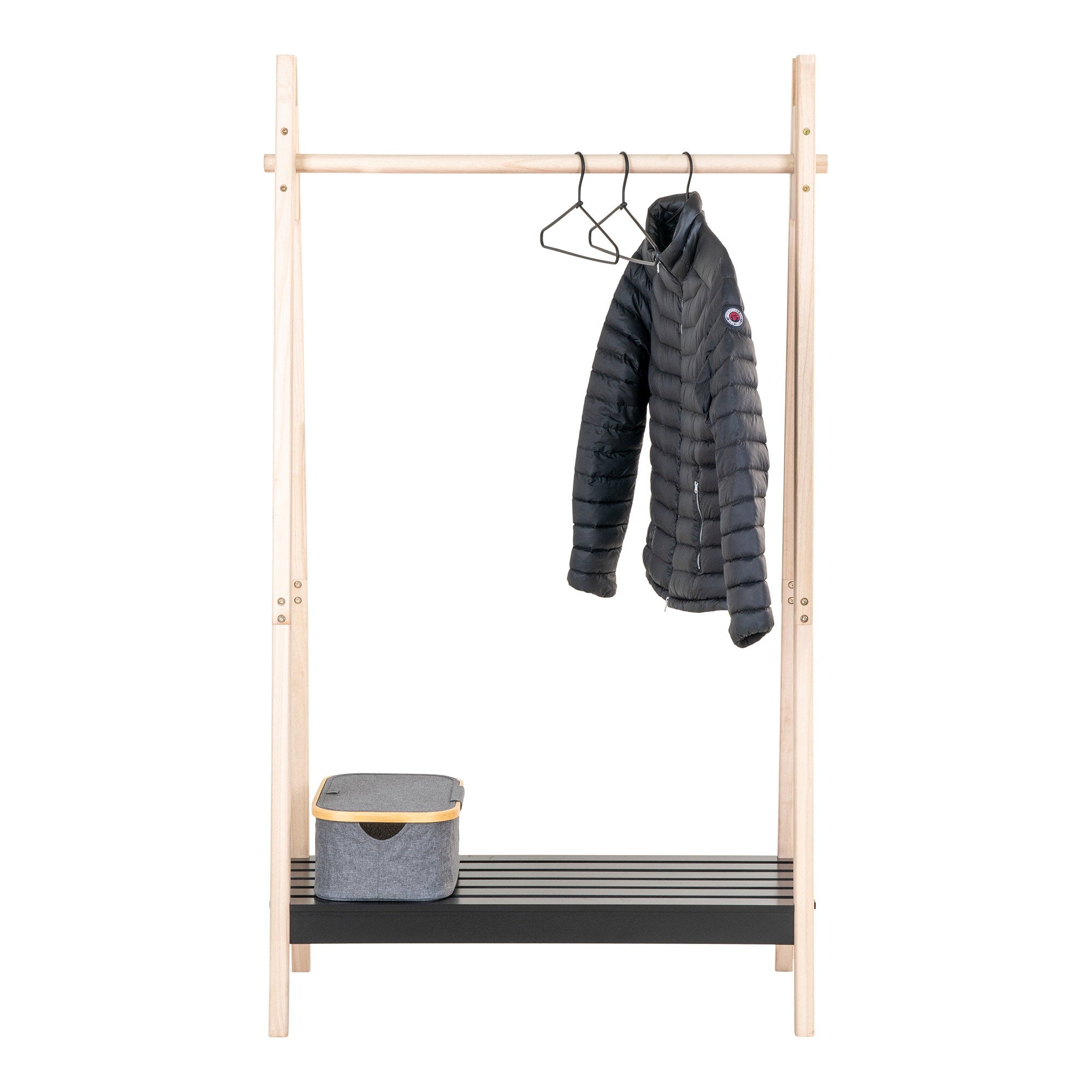 Torino Kledingrek - MDF/paulowniahout, naturel/zwart 94,5x39x170 cm