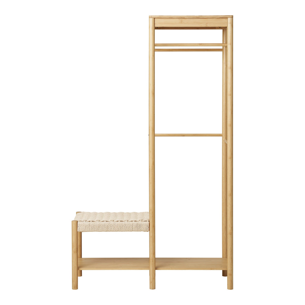 Ember Clothes Rack - With rattan bench, bamboo, natural 36x95x165 cm
