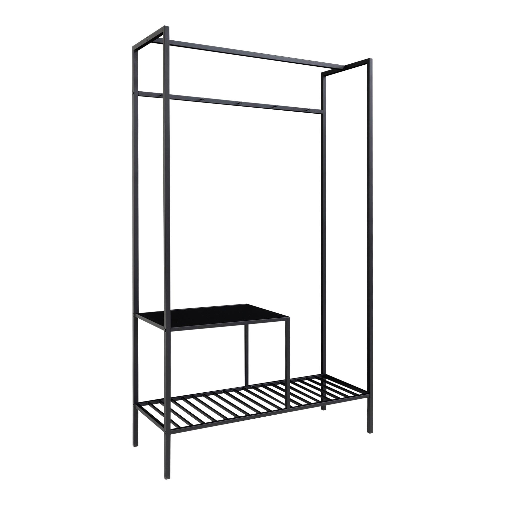 Vita Clothes Rack - With 2 shelves, black, black frame 101x38x170 cm