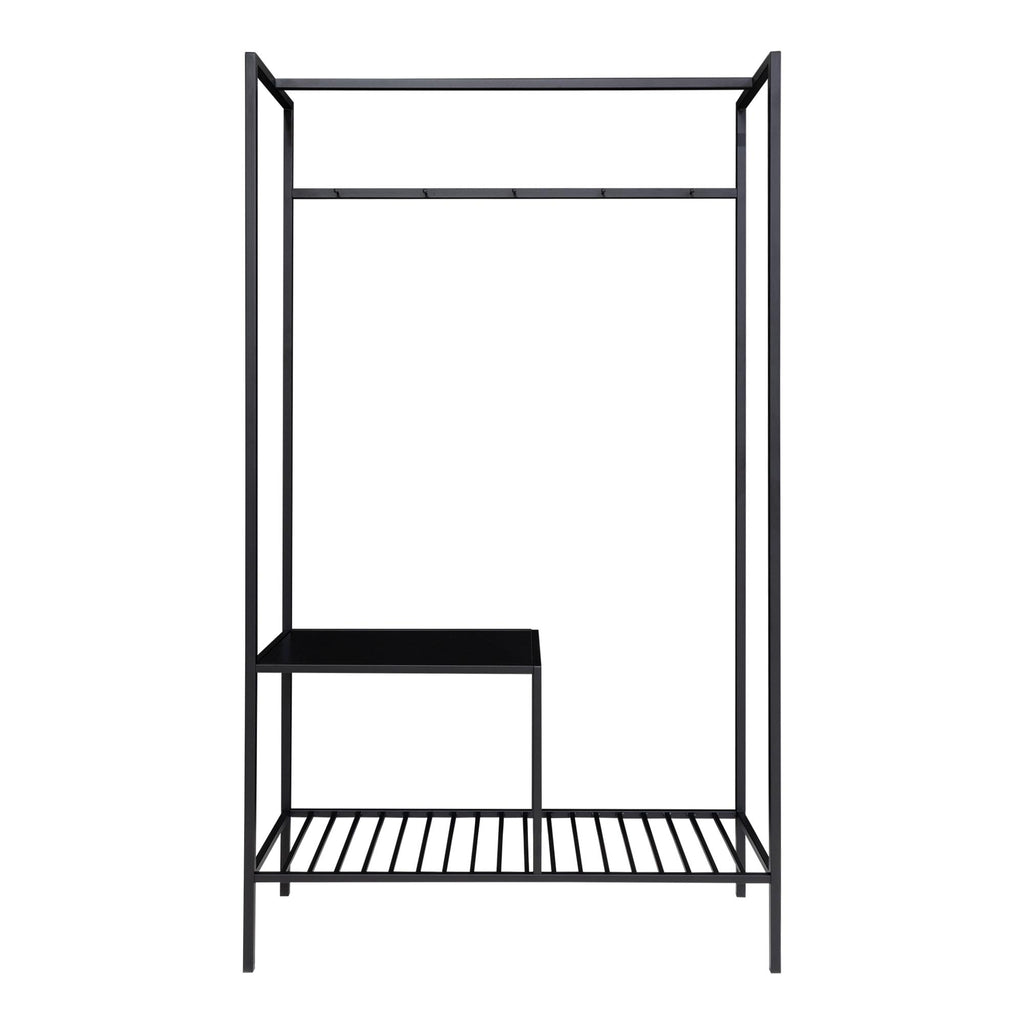 Vita Clothes Rack - With 2 shelves, black, black frame 101x38x170 cm