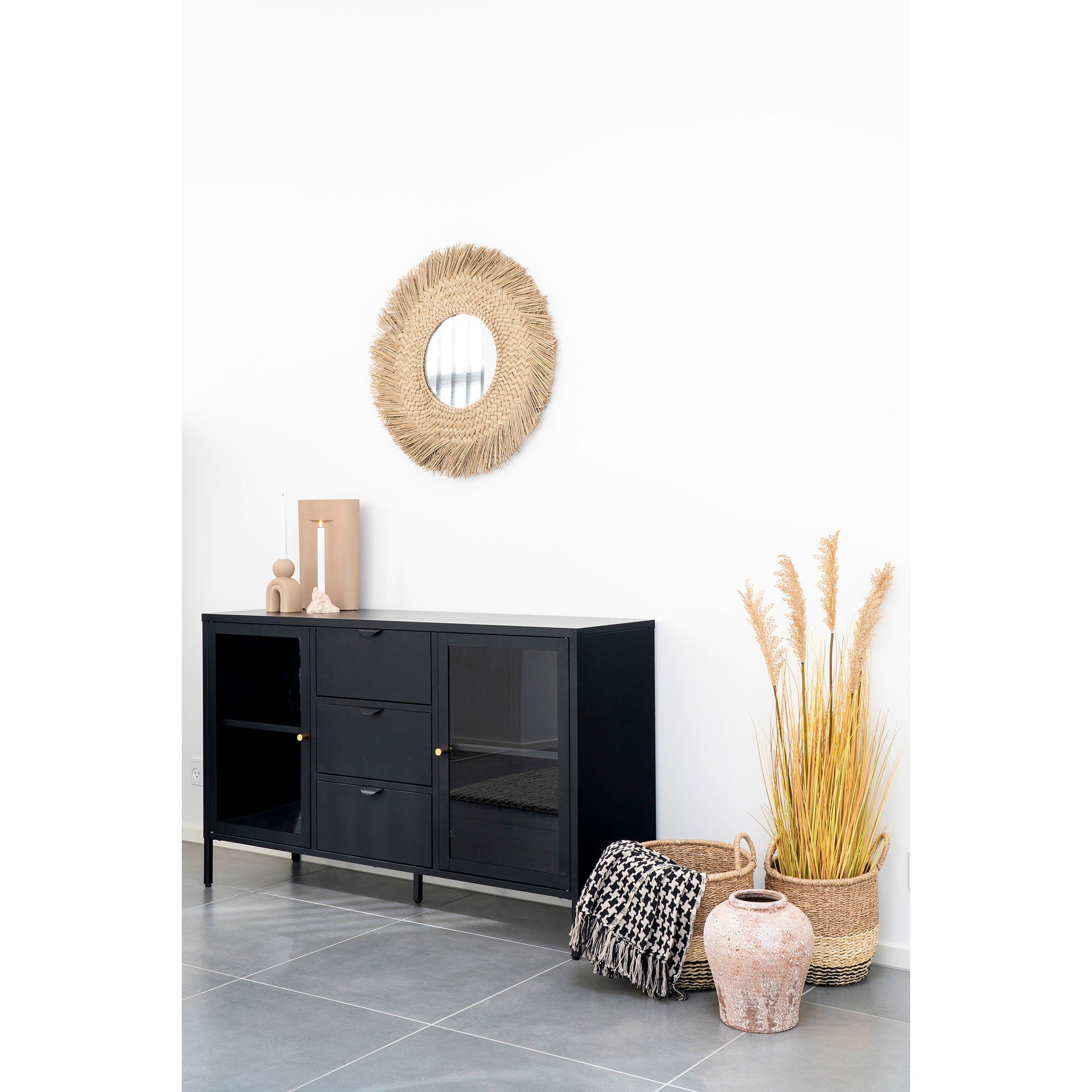 Side Plaid - Plaid, zwart/beige 130x180 cm
