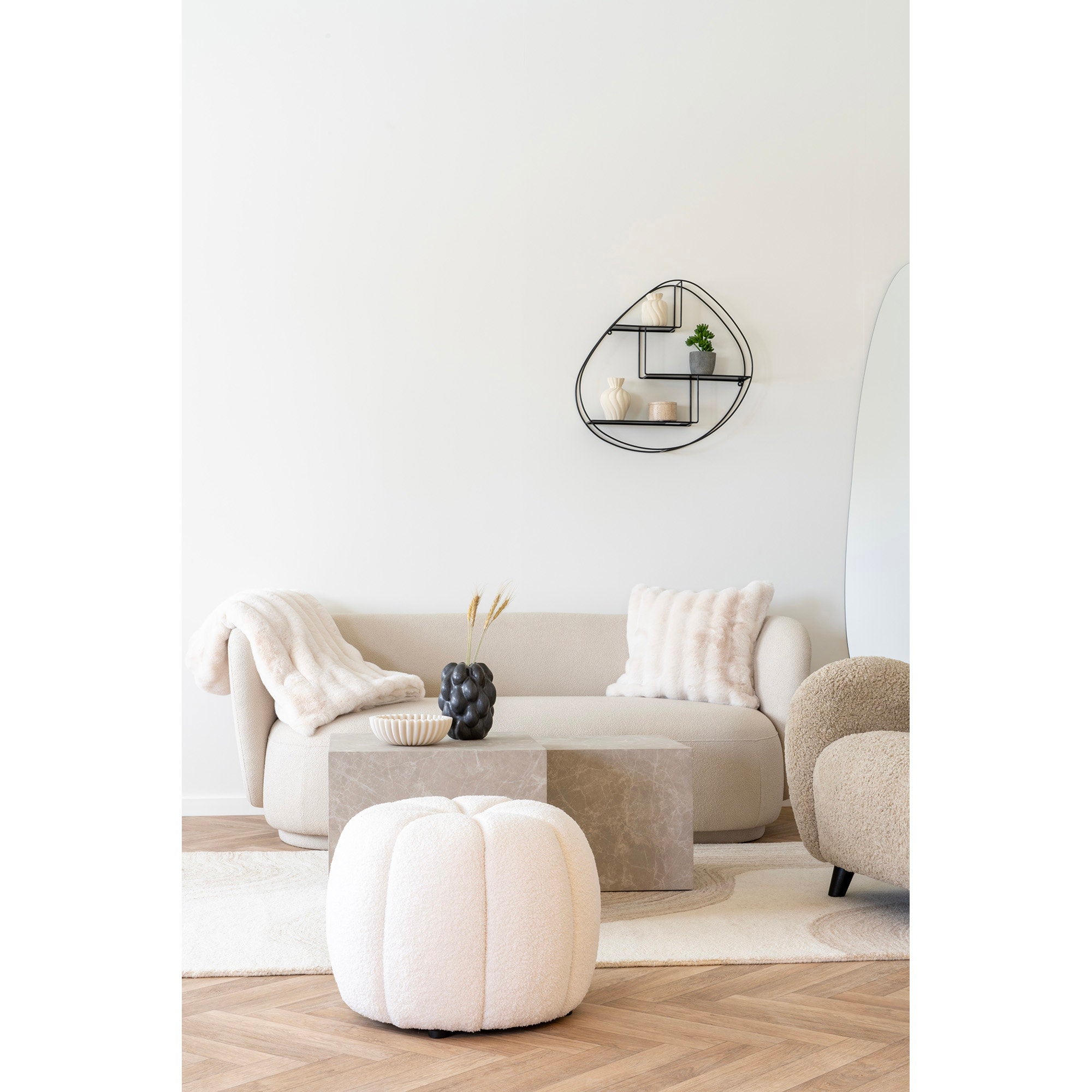 Galena Plaid - Plaid, imitatiebont, wit 130x180 cm
