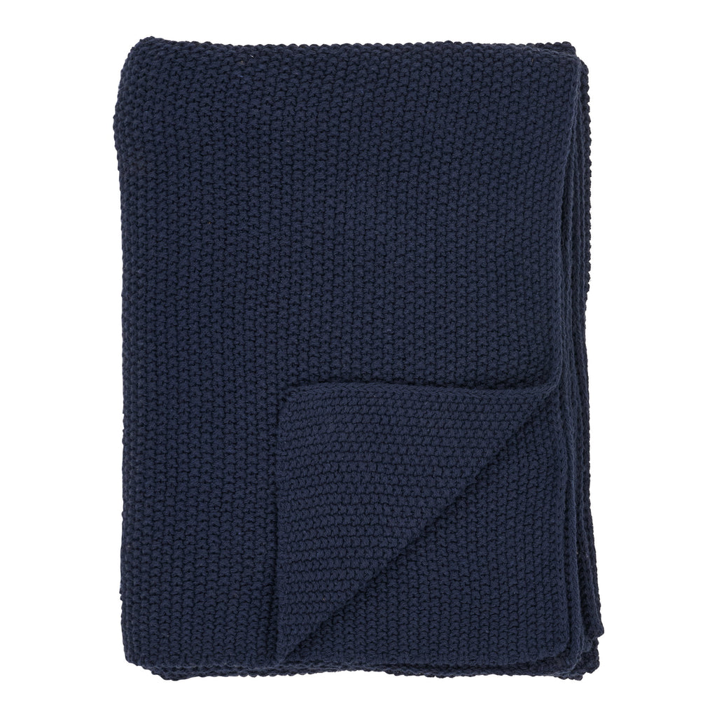 Santos Plaid - Plaid, gerecycled katoen, donkerblauw 130x170 cm