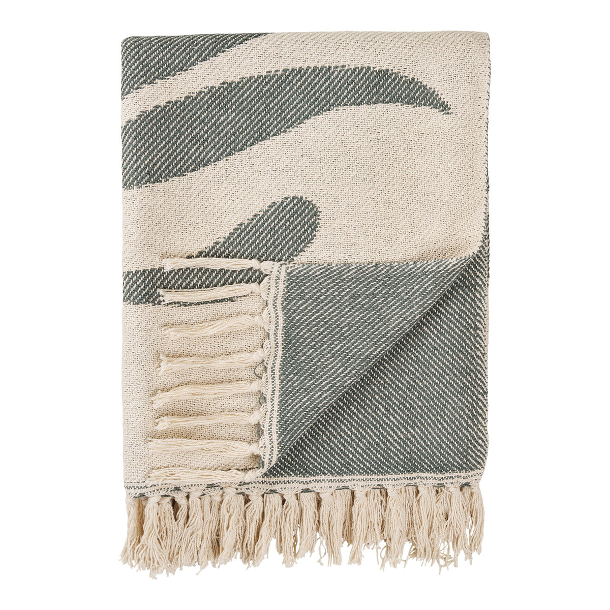 Sand/green plaid Loni - 130x180 cm