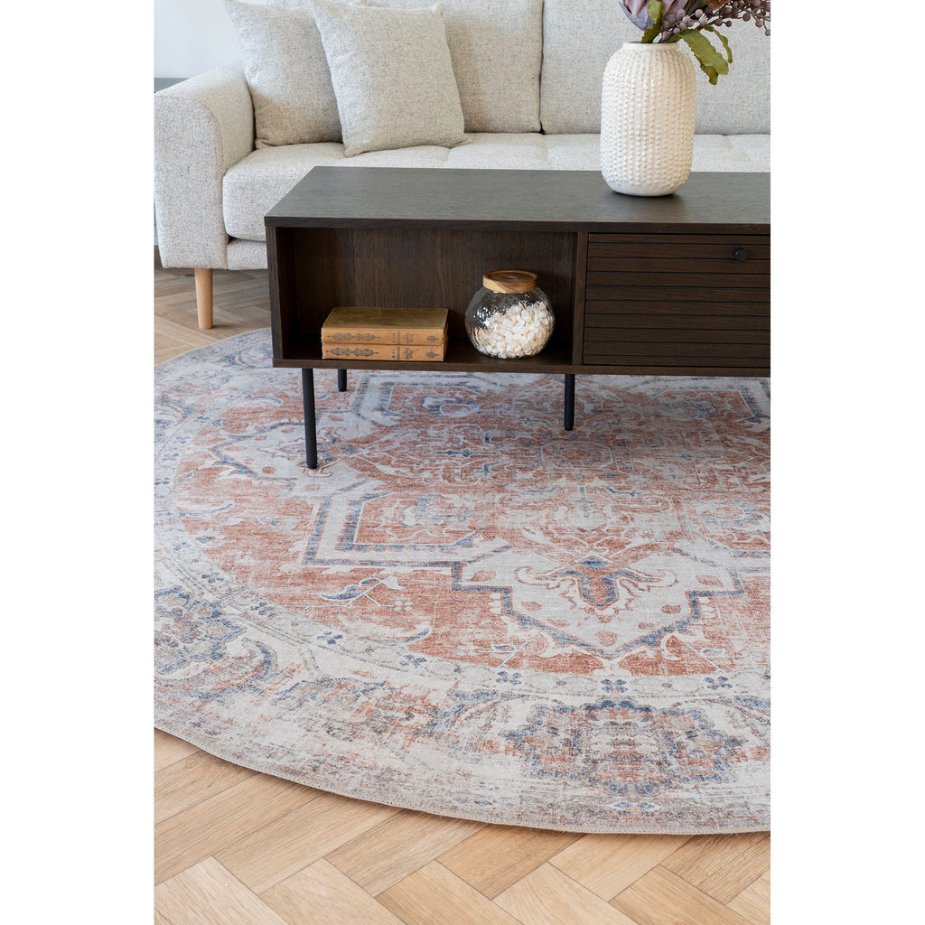 Havana Vloerkleed - Oranje/blauw Ø200 cm