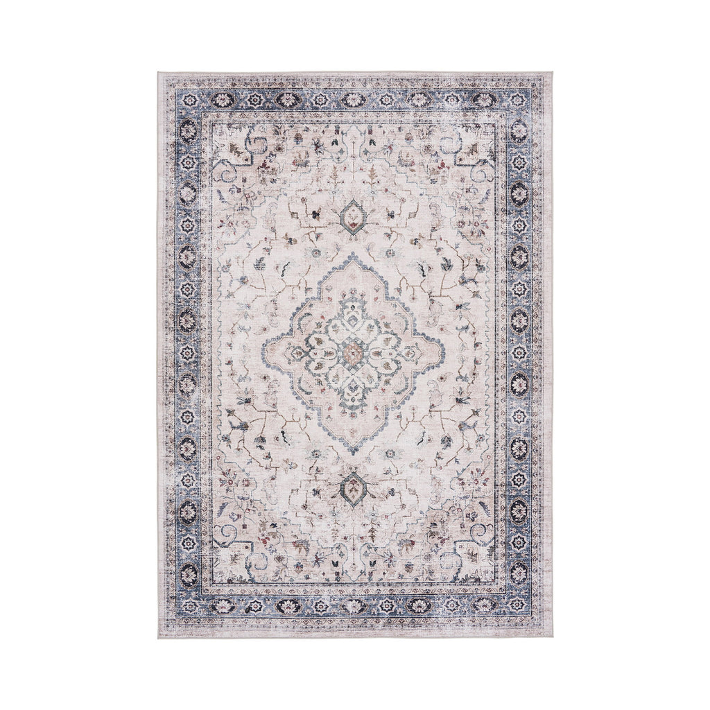 Teppich Havana Wollweiß/Beige/Staubblau - 160x230 cm