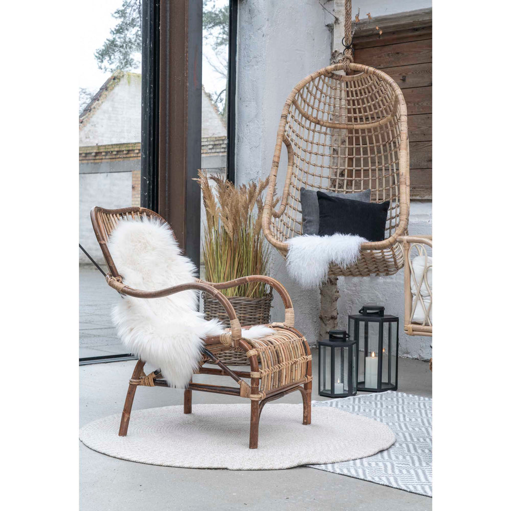 Menorca Vloerkleed - 100% gerecycled kunststof, zandkleurig Ø120 cm