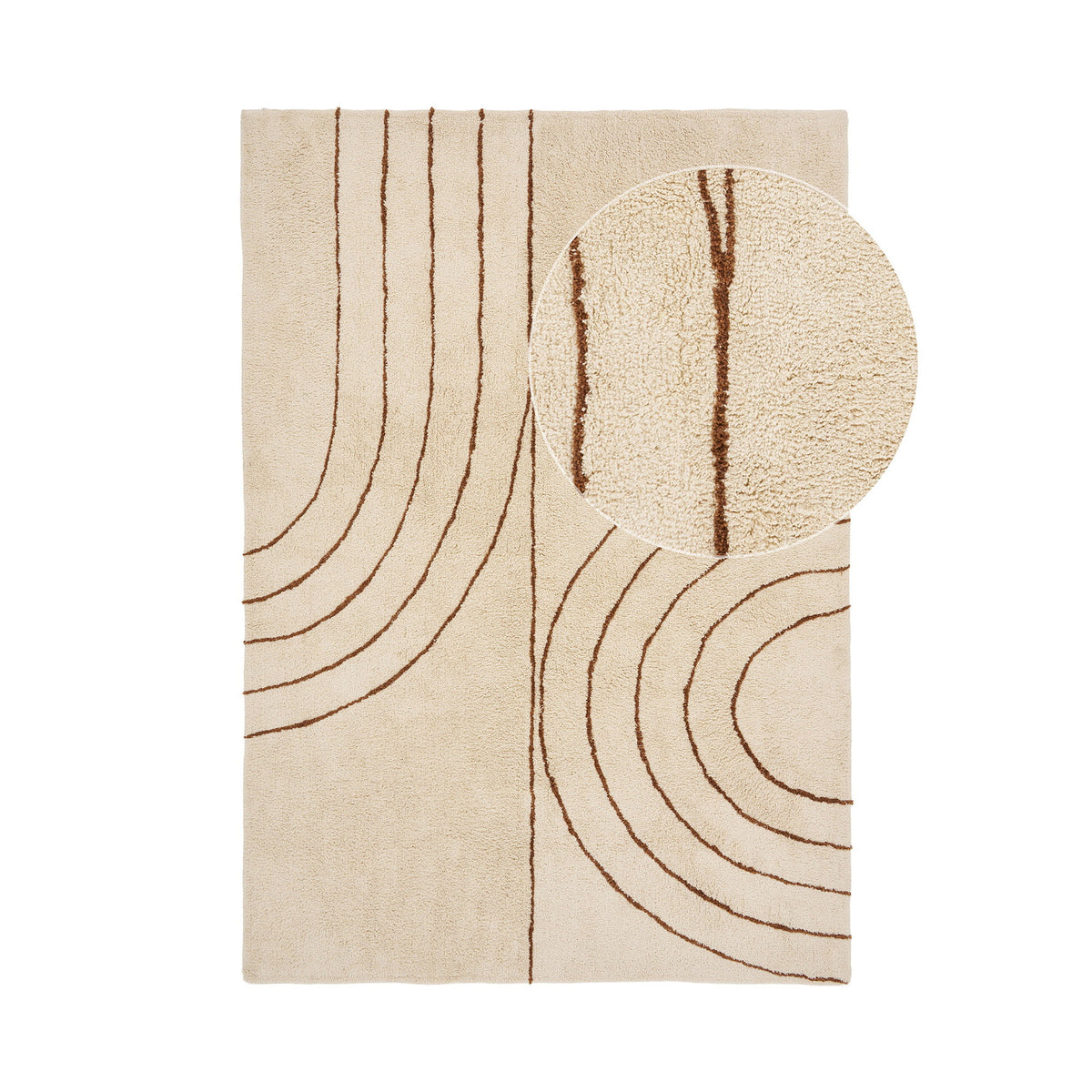 Tampa cotton rug with print beige - 160x230 cm