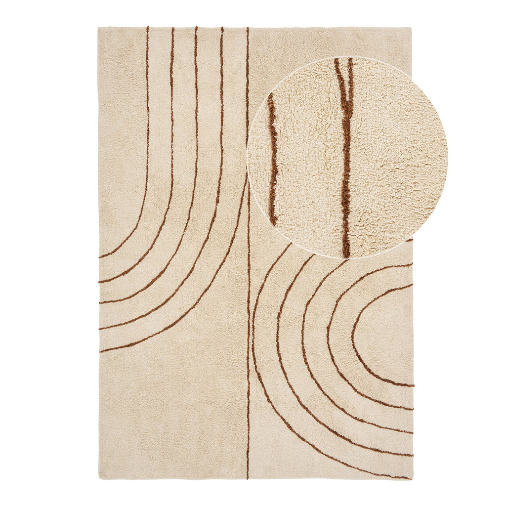 Tampa cotton rug with print beige - 200x300 cm